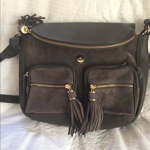 Grey suede and leather purse, like new!